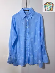 【今日WTO】Dolce&Gabbana New Women's Sky Blue Logo Pattern Long-Sleeve Shirt / ドルチェ & ガッバーナ 新款レディース水色ロゴ暗紋?印長袖シャツ-MQ01