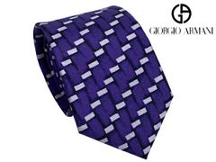 ジョルジオ アルマーニ ネクタイ GIORGIO ARMANI 360287 3R808 00797 LAVANDER ブラックXパープル系地 ラベンダー系 長方形 ストライプ柄 シルク プリント ネクタイ