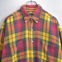 80〜90s ポルトガル製 GAP オールドギャップ タータンチェック コットン ヘビーネルシャツ ヴィンテージ 長袖 カウカウ ビンテージ USA アメリカ古着 メンズLサイズ