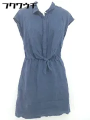 ◇ Simplicite シンプリシテェ リネン100% フレンチスリーブ 膝丈 ワンピース ブルー系 レディース 【中古】 【1102040007458】