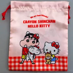 【中古】バッグ しんちゃん/キティ/PK リボン巾着 「クレヨンしんちゃん×サンリオキャラクターズ」