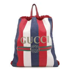 超軽量確定GUCCIドローストリングキャンバスナップサックトリコロール