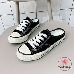 スニーカー スリッポン キャンバス レディース メンズ かかとなし 男女兼用 フラットシューズ おしゃれ スリップオン サンダル ドライビン