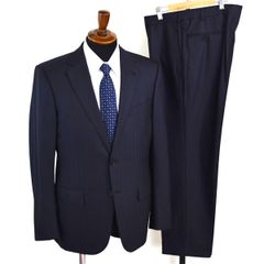 5XF077】美品 エルメネジルドゼニア 2つボタン シングルスーツ L A7 ダークネイビー ストライプ  極 定番 人気 221225 合物 春秋 【中古】【メンズビジネス】202505