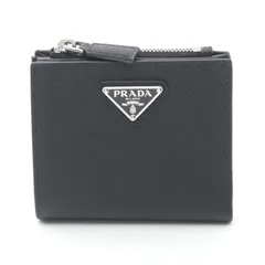 プラダ PRADA 二つ折り財布 SAFFIANO TRIANG ブラック サフィアーノレザー 二つ折財布 レディース 新品