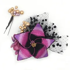 髪飾り ２点セット 京都 西陣 和小物 京あそび MIYAKO ASOBI 紫 成人式 花 和風 浴衣 着物 振袖 袴 七五三 子供 キッズ 結婚式お呼ばれ 卒業式 入学式 コーム 髪留め 日本製 送料無料 W 98 CM-T7-0764 w777　Si