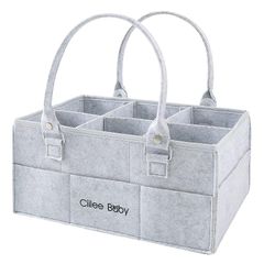 Ciilee Baby Diaper Storage Bag, Large Capacity with Detachable Handle, Foldable Baby Storage Box, Basket, Car Travel Bag, Small Organizer, Lightweight Baby Supplies Organizer (6 Compartments (Gray))