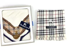 未使用　バーバリー　BURBERRY　Burberrys　ハンカチ　2枚セット　ノバチェック　ベージュ系　ホワイト系　47×47cm　52×52cm　送料無料