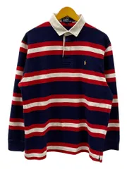 POLORALPH LAUREN (ポロラルフローレン) ラガーシャツ 胸部刺繡入り ボーダー柄 L ネイビー レッド ホワイト メンズ/078