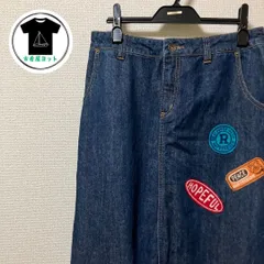 rough デニム　ロングスカート　ワッペン　奇抜　オシャレ　独特