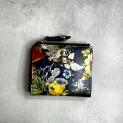 Vivienne Westwood ヴィヴィアンウエストウッド / ボタニカルメタリックコンパクトウォレット 二つ折り財布 レザー 花柄 マルチ オーブ