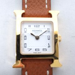 KR2320224 エルメス 腕時計 レザーストラップ ミニHウォッチ HH1.101 038177WW00 ホワイト系文字盤 レディース HERMES 中古