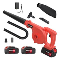 ナウィン ブロワー 20V 充電式ブロワー 4.0Ahバッテリー2個付 コードレスブロワー 無段階風量変速 送風機・集塵機 落ち葉払い 水滴飛ばし ブロアー 豊富な付属品 取扱説明書 収納ケース付 NA-20CFJ (4.0Ah蓄電池セット・長持ち)