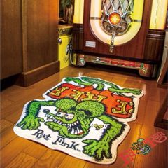新品 🇺🇸 RatFink フロアマット ★ ラットフィンク ★ フロアマット FLOOR MAT 玄関マット キッチンマット フロアーマット リビング ハウス ガレージ インテリア アメリカン雑貨 コットンマット ムーンアイズ
