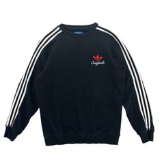 中古 アディダス オリジナルス adidas スウェットトレーナー クリーニング済み スリーストライプ トレフォイル 刺繍 メンズL