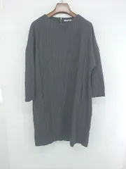 ◇ le.coeur blanc ルクールブラン ピンストライプ バックジップ 長袖 膝丈 ワンピース サイズ38 グレー系 レディース P  【1308040005177】のサムネイル
