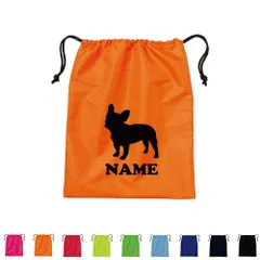 「フレンチブルドッグ」巾着バッグ 名入れ シューズバッグ 靴入れ 上履き入れ 巾着袋 ドッグ 文化部 体操着入れ 着替え入れ ナイロンバッグ  ピクトグラム 部活 習い事 レッスンバッグ 稽古バッグ  便利バッグ