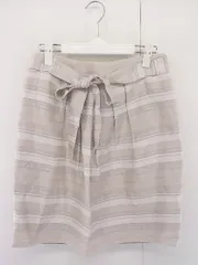 ◇ ◎ UNTITLED アンタイトル タグ付 定価 1.7万円 ボーダー ミニ スカート サイズ42 ベージュ レディース  【中古】 【1206290001676】
