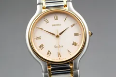 セイコー SEIKO ドルチェ Dolce 7741-6050 メンズ 腕時計 ツートン ブレスレット クオーツ 日本製 ローマンインデックス シルバー ゴールド 美品