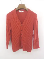 ◇ Discoat ディスコート Vネック リブ 長袖 ニット カーディガン サイズM オレンジ系 レディース E  【1303240012451】