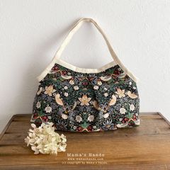 おしゃれな いちご泥棒 ウィリアムモリス 小柄 トートバック お弁当入れ 手提げバック