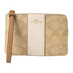 新品 コーチ COACH ポーチ コーナー ジップ リストレット ライト カーキマルチ