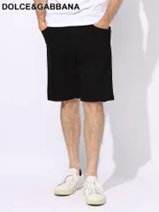 DOLCE&GABBANA (ドルチェ ＆ ガッバーナ) ロゴプレート ストレッチデニム バミューダジーンズ REGULARFIT DGGWNXADG8GW6 メンズ (ブラック)のサムネイル
