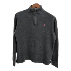 Polo by Ralph Lauren ポロ ラルフローレン ハーフジップ セーター ワンポイントロゴ グレー (メンズ M) 中古 古着 R4043