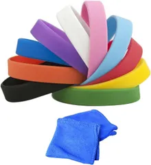 sac taske シリコン ブレスレット シンプル 無地 リストバンド ＆ タオル（10色 50本 セット）