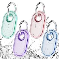 【数量限定】荷物 鍵 ペット 車 バックパック 保護ホルダー 傷防止 SmartTag2用 Galaxy (ブラック/クリア/ブルー/レッド) カバー TPU 防水 IPX8 フルラップ 4個パック ブラック/クリア/ブルー/レッド。 キーリング付き ケース