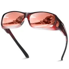 L-size-Red [DUCO] メガネの上から掛けられる オーバーサングラス めがね さんぐらす 偏光レンズ UV400 紫外線カット サングラス メンズ レディース兼用 8953