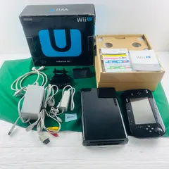 ◇KAN451【完品セット】ニンテンドー WiiU  プレミアム（32GBモデル）kuro クロ ブラック 本体 Game Pad 本体縦置きスタンド 充電スタンド プレイスタンド HDMIケーブル ACアダプター 取扱説明書 箱付き 任天堂 Nintendo