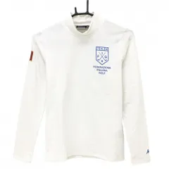 【美品】カッパ 長袖ハイネックシャツ 白×ブルー バックプリント レディース M ゴルフウェア Kappa