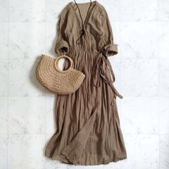 【GALLARDAGALANTE/ガリャルダガランテ 】 カシュクールマキシワンピース フリーサイズ ブラウン ロングワンピース