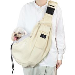 【新着商品】キャリーバッグ 抱っこ紐 ペットバッグ 飛び出し防止 犬 メッシュネット付き 長さ調節可能 ペットスリング 猫 キャリー Lil&Fam (オフホワイト)