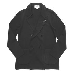 LARDINI ラルディーニ ジャケット メンズ / ダブル ノッチドラペル ウール ミラノリブ 4B ニットジャケット ブラック