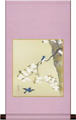 【真作】【複製】掛軸　酒井抱一　工芸画　菜花に雲雀図　二重箱入　R131 楽天市場】酒井抱一『十二か月花鳥図』掛軸 全12点セット : 光