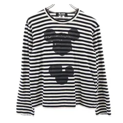 ブラックコムデギャルソン 2013年 × ディズニー コラボ 日本製 ボーダー柄 長袖 Tシャツ M 黒×白 BLACK COMME des GARCONS ミッキー メンズ 【中古】  【230919】