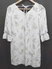 ◇ PROPORTION BODY DRESSING 花柄 七分袖 ミニ ワンピース サイズ2 ライトブルー系 マルチ レディース P  【1407260019268】