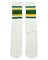 SkaterSocks (スケーターソックス) 22インチ ロング チューブソックス 靴下 US MADE 70年代 アメリカ製 スケートボード スケボー オールドスクール（ホワイト×グリーン×イエロー）