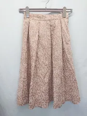 ◇ ⊇ an another angelus 花柄 膝下丈 フレア ジャガード スカート サイズF ピンクブラウン系 レディース E  【1506250001839】