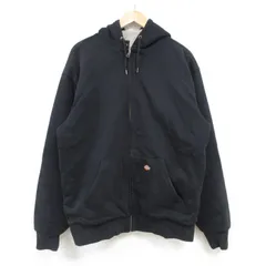 L/古着 ディッキーズ Dickies 長袖 フルジップ スウェット パーカー メンズ 無地 黒 ブラック 内側ボア 25feb04 中古 スエット トレーナー 