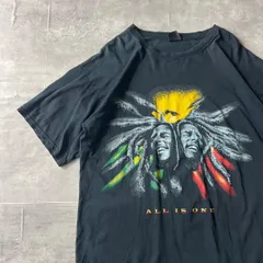 【最高デザイン、ボブマーリー】ラスタカラー古着両面プリントTシャツレゲエ90s Bob Mjrley  メッセージTシャツ　ALL IS ONE ストリート