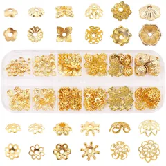 【人気商品】　フラワー　チャーム　アクセサリーパーツ　花状　チベット風　ビーズキャップ　花座金　ビーズキャップ　ビーズカバー　DIY用　金色　ビーズ　割れ隠し　手芸用品　手作り　座金　ハンドメイド　手芸材料　クラフト用品　ブレスレット　ネックレス　ルースビーズ