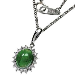 ★★最終特価品 ヒスイ 1.28ct ダイヤモンド 計0.28ct ネックレス Pt900プラチナ/Pt850プラチナ 6.1g 42cm レディース 【中古】【真子質店】【NN】