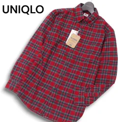 【新品 未使用】 UNIQLO ユニクロ 秋冬 フランネル★ 長袖 チェック シャツ Sz.S メンズ