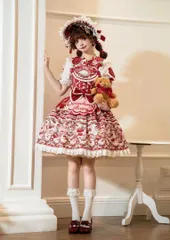 ロリータファッション??いちご柄ワンピース お出かけや女子会にぴったり