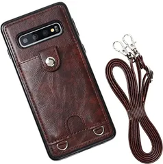 MocliL Galaxy S10 スマホショルダー ストラップ ケース 斜めがけ 首掛け 肩掛け カード収納 レディース メンズ GS10 ML0028( ブラウン,  Galaxy S10)のサムネイル