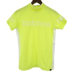 ニューバランス/NEW BALANCE GOLF ゴルフ 2023 モデル ロゴ プリント モックネック 半袖 Tシャツ イエロー  サイズ レディース1