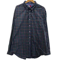 90's TOMMY HILFIGER トミー ヒルフィガー チェックシャツ フラッグタグ ヴィンテージ 長袖 シャツ ボタンダウン オーバーサイズ ビッグサイズ インドネシア製 XLサイズ 1990年代